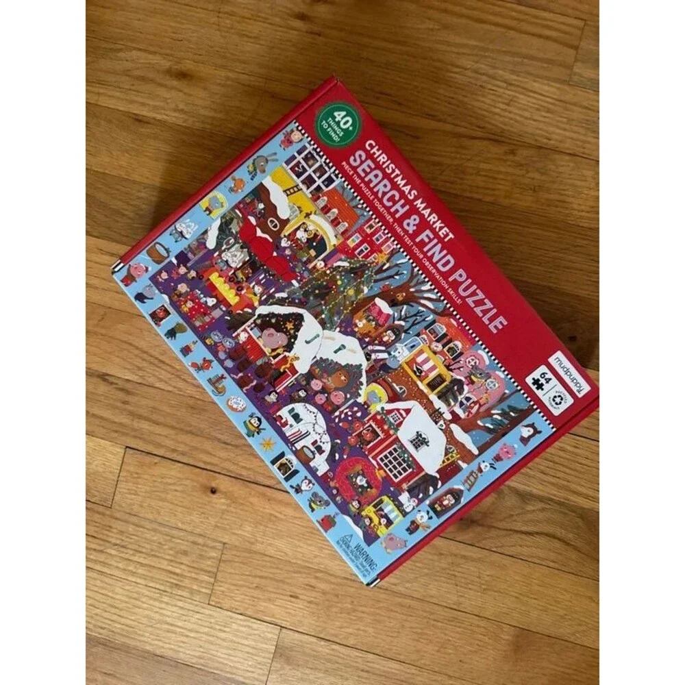 New Christmas holiday winter market search and find puzzle